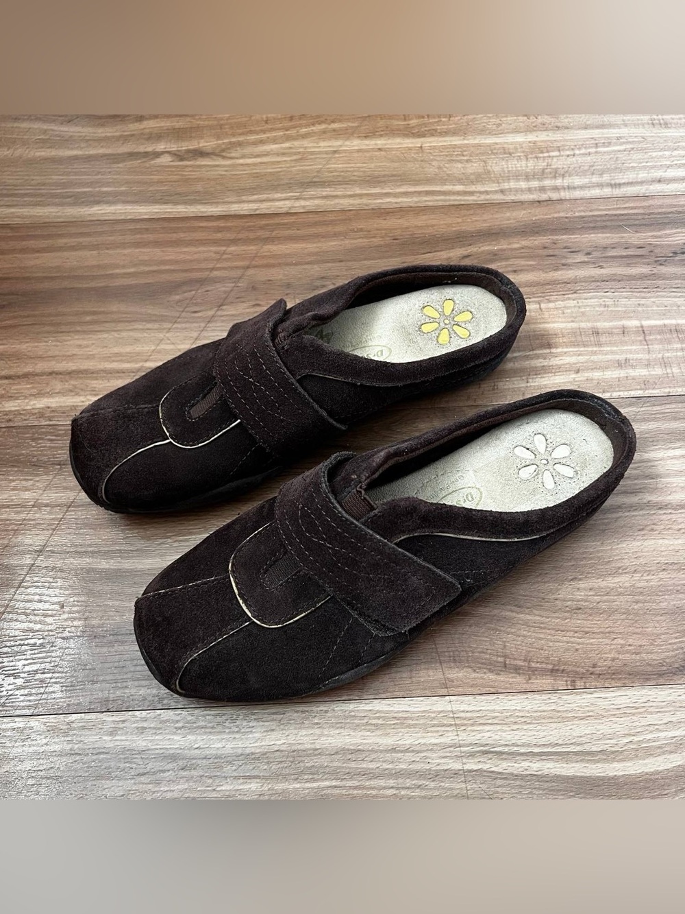 Dark Brown Suede Slip-On Clogs